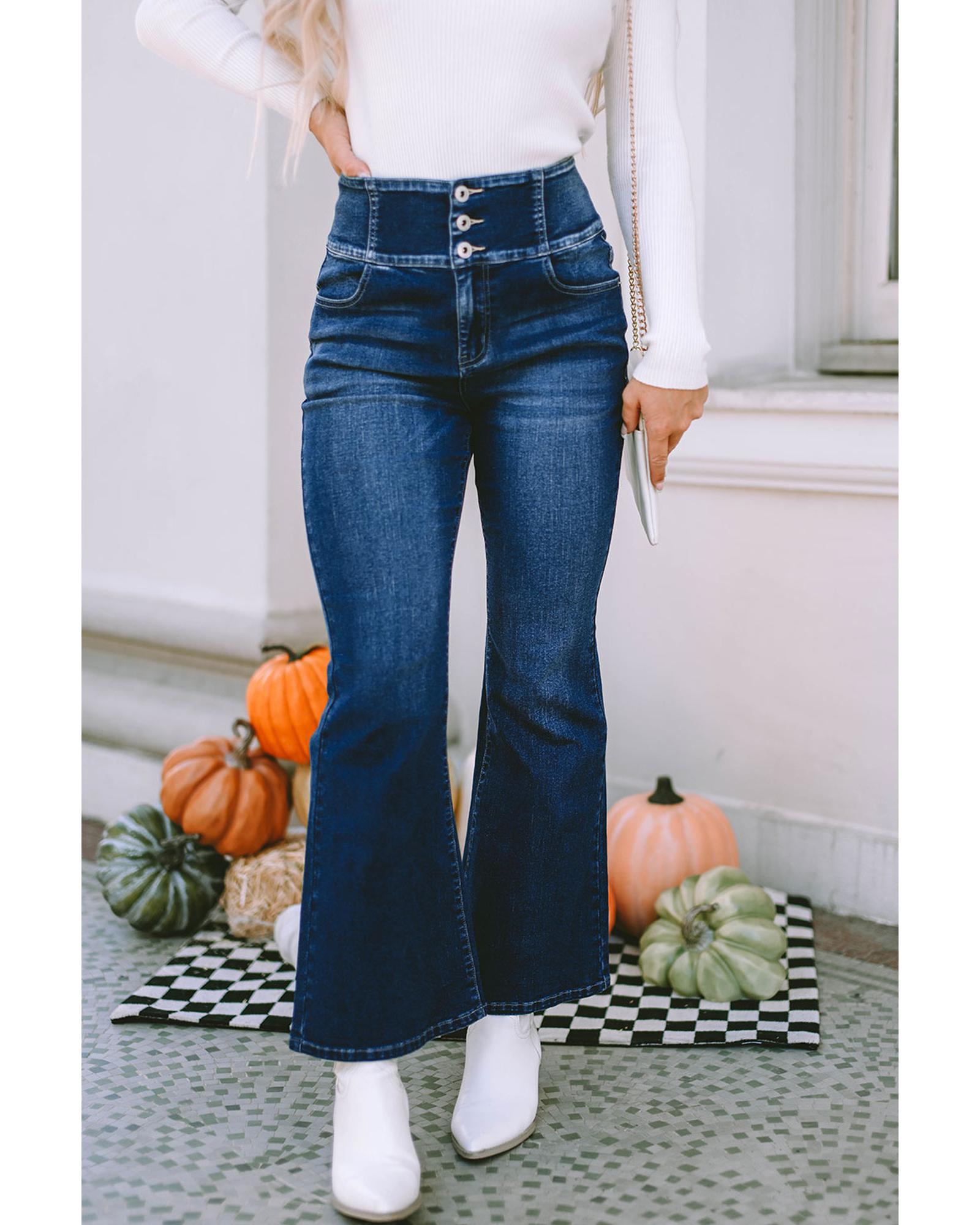 Azura Exchange Elastic Waistband Flare Jeans - 10 US