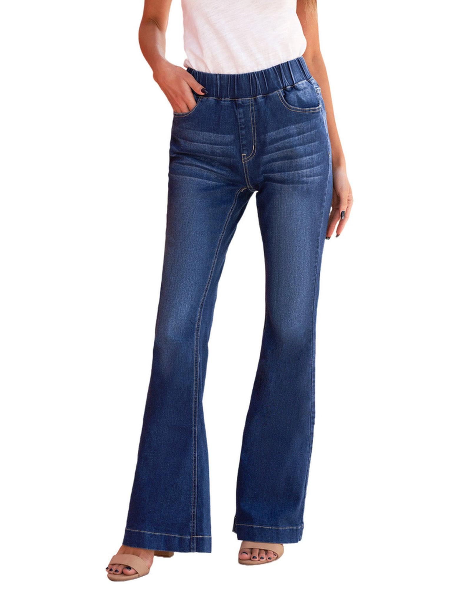 Azura Exchange Elastic Waist Flare Jeans - S