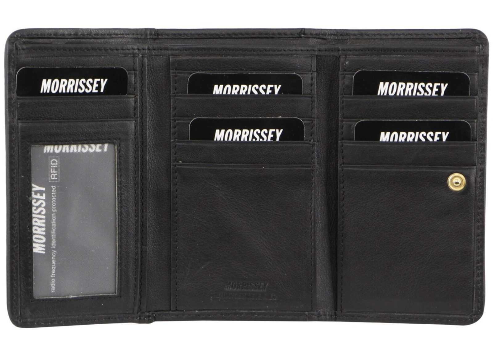 Morrissey RFID Womens Leather Wallet Coin Clutch Purse Organiser - Black - SILBERSHELL