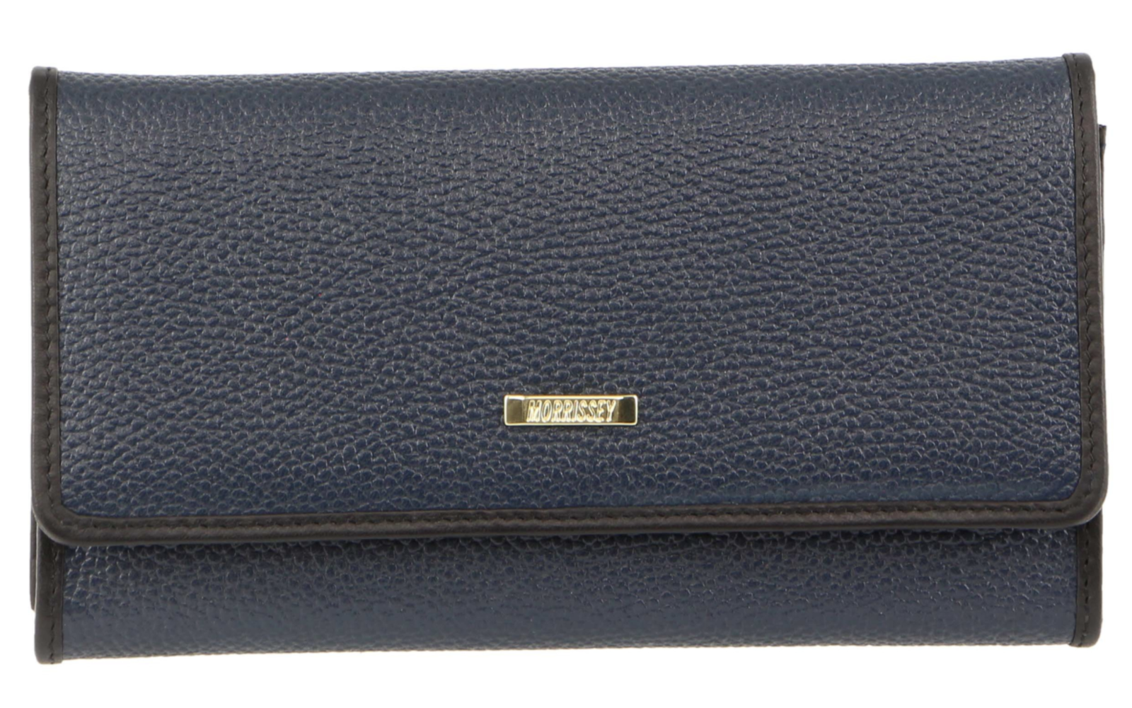 Morrissey Italian Structured Leather Flap Over Ladies Wallet - Navy - SILBERSHELL