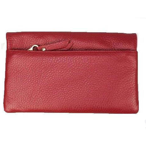 Pierre Cardin Ladies Womens Genuine Leather Bi-Fold RFID Purse Wallet - Red - SILBERSHELL