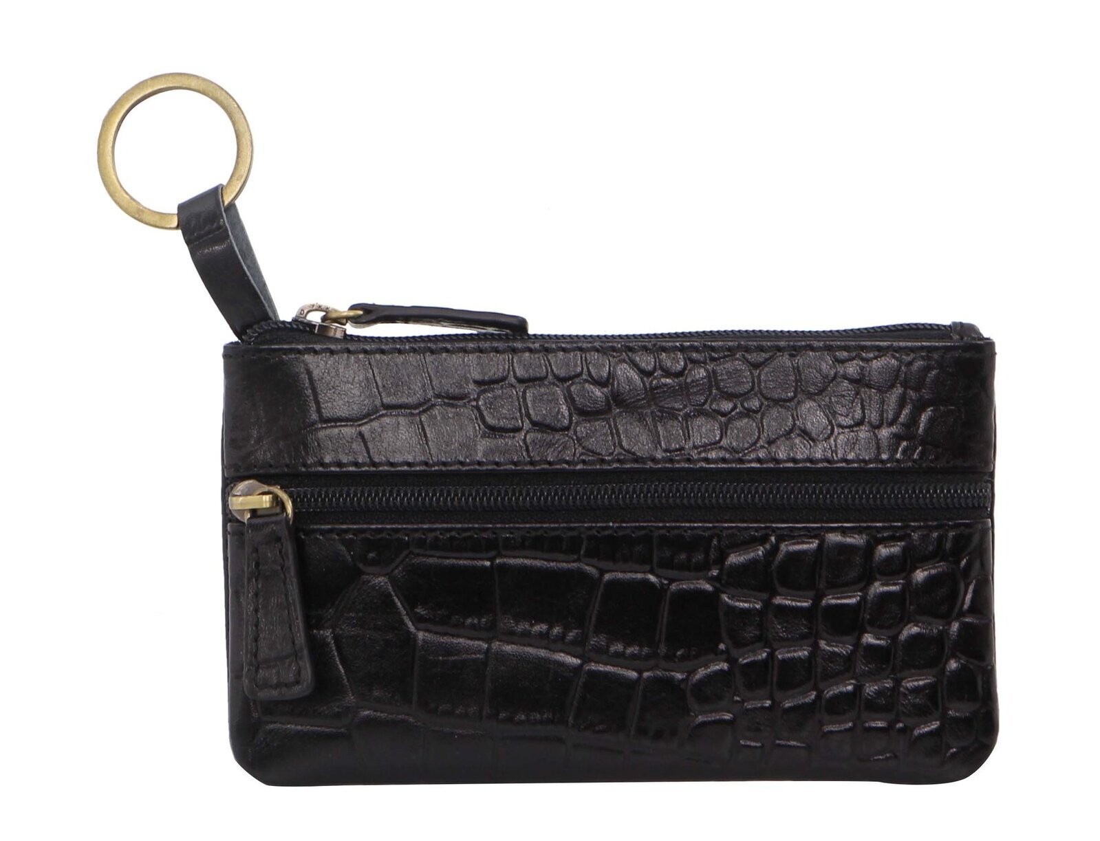 Pierre Cardin Ladies Womens Genuine Leather RFID Coin Purse Wallet - Black (Croc) - SILBERSHELL