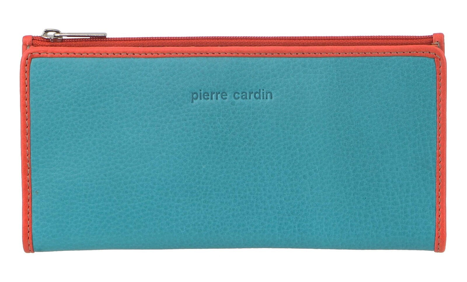 PIERRE CARDIN ITALIAN GENUINE LEATHER LADIES WALLET- TURQUOISE/ORANGE - SILBERSHELL