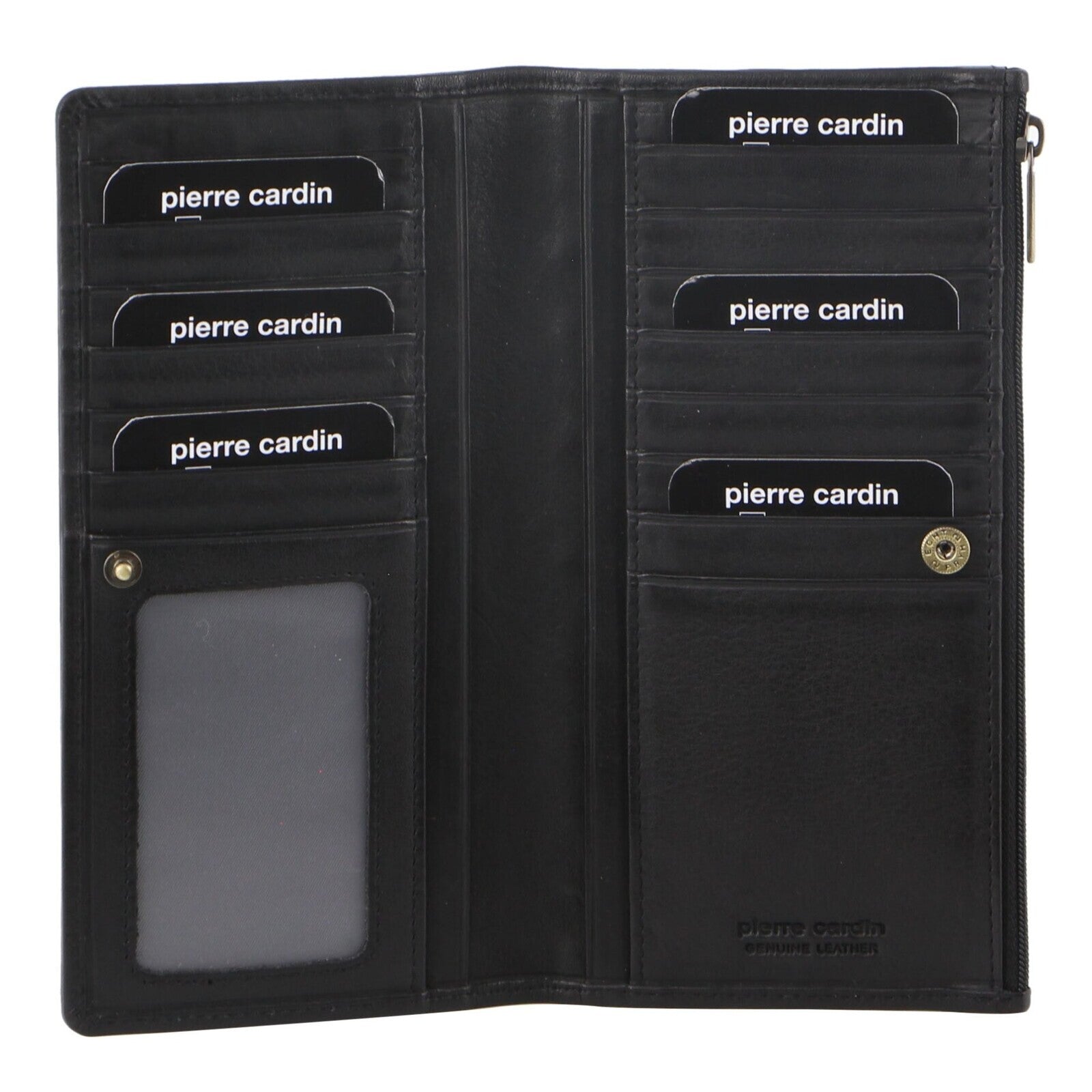 Pierre Cardin Perforated Leather Ladies Handy Travel Wallet - Black - SILBERSHELL