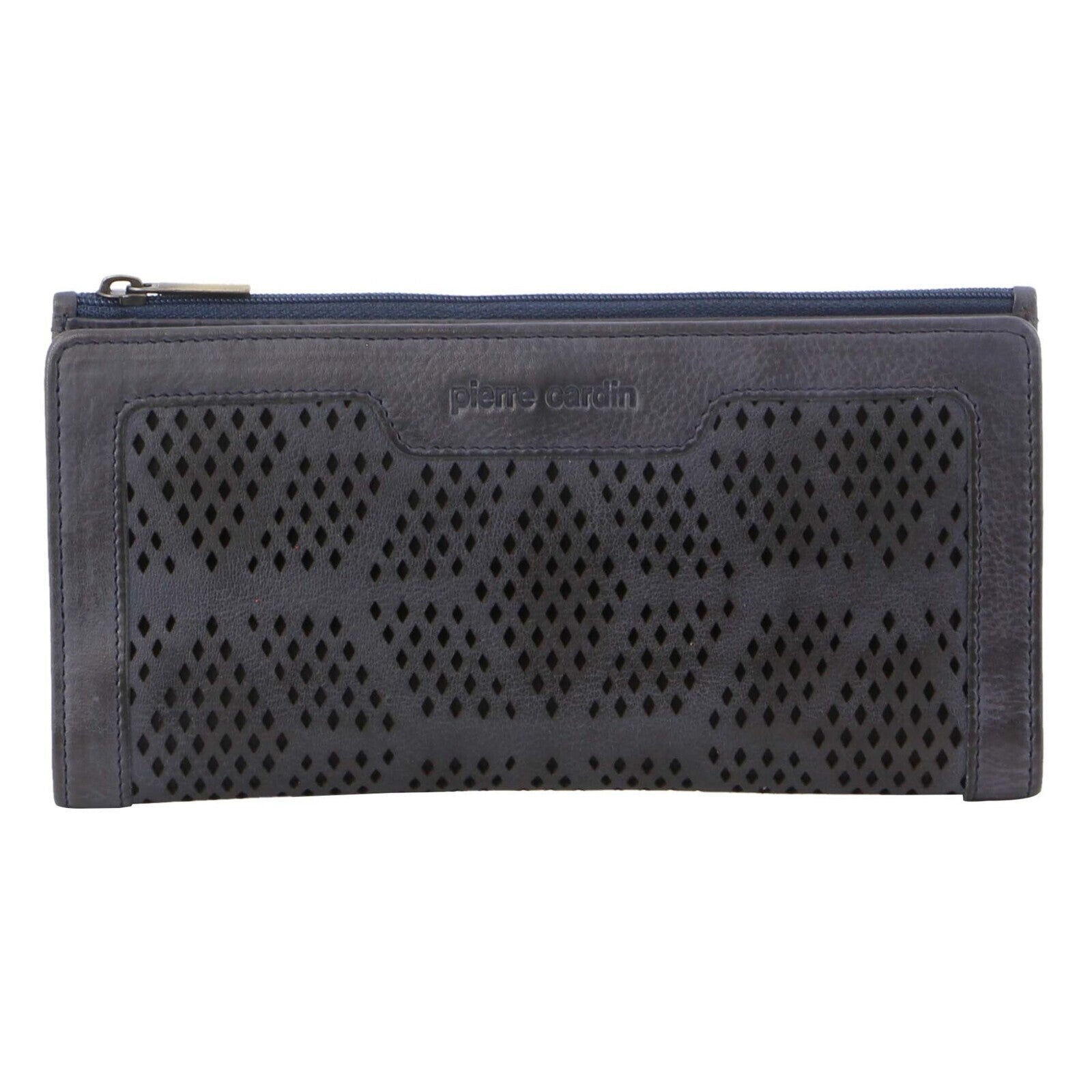 Pierre Cardin Perforated Leather Ladies Handy Travel Wallet - Teal - SILBERSHELL