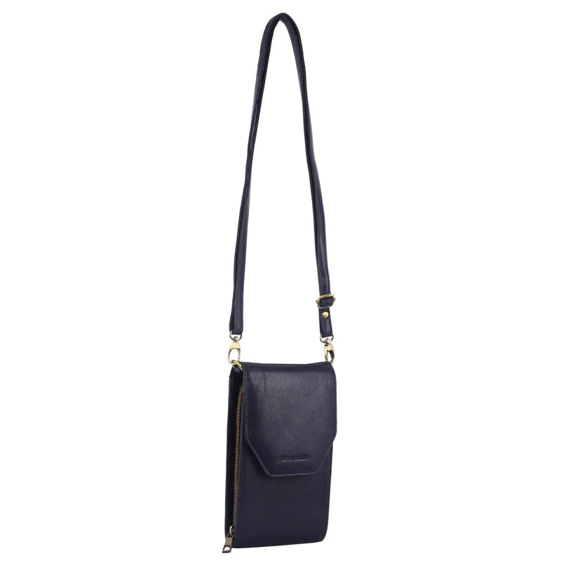 Pierre Cardin Ladies Leather Cross Body Bag/Wallet Bag/Clutch Wallet - Indigo - SILBERSHELL
