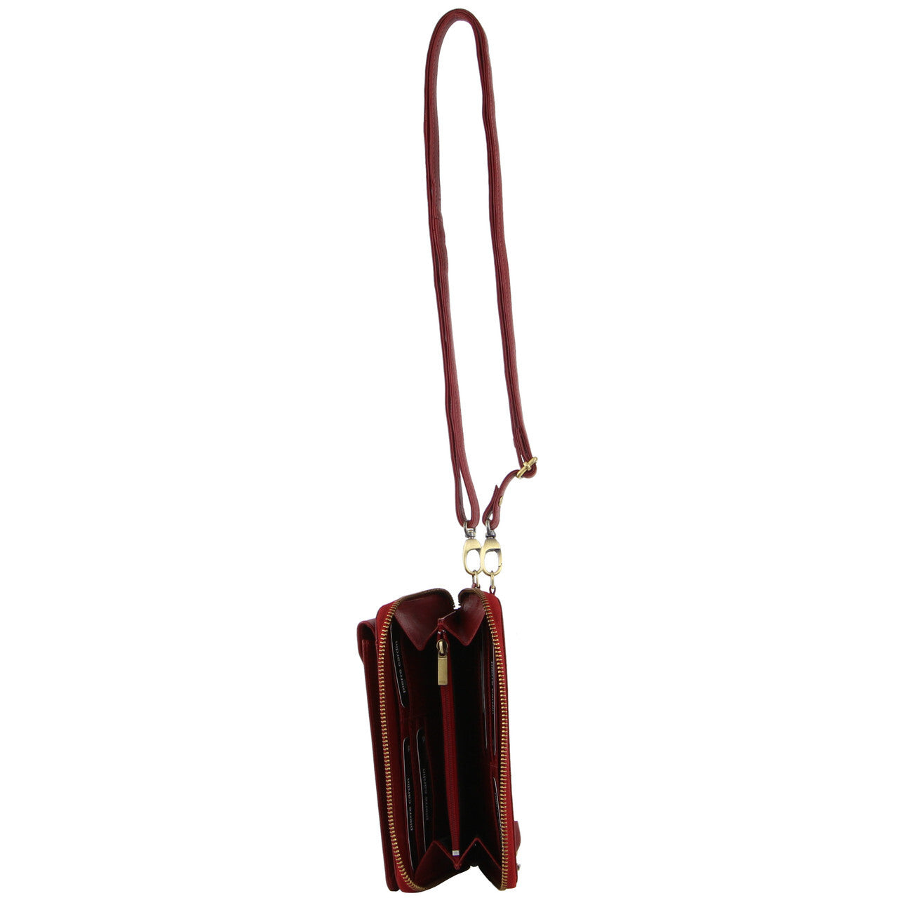 Pierre Cardin Ladies Leather Cross Body Bag/Wallet Bag/Clutch Wallet - Red - SILBERSHELL