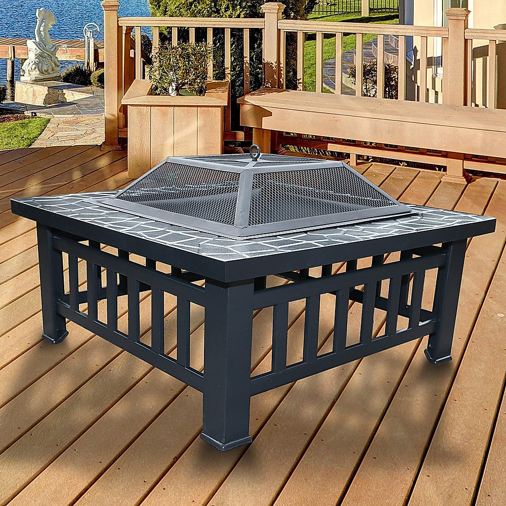 18" Square Metal Fire Pit Outdoor Heater - SILBERSHELL