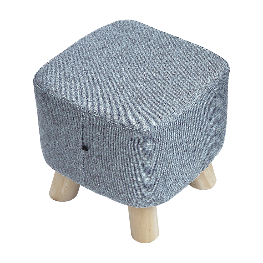 Fabric Ottoman Foot Stool Rest Pouffe Footstool Wood Storage Padded Seat