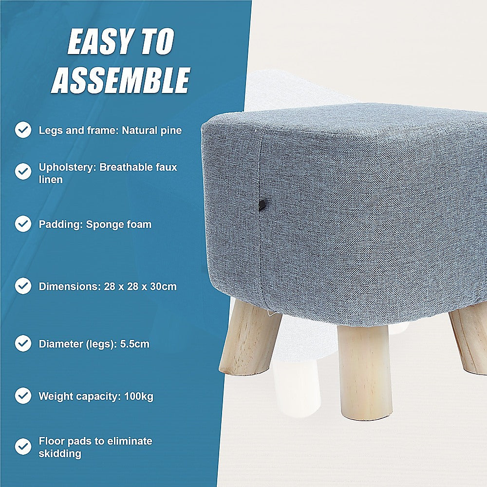 Fabric Ottoman Foot Stool Rest Pouffe Footstool Wood Storage Padded Seat