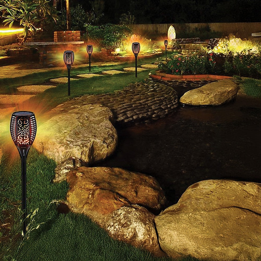 10 Pack Solar Torch Lights 96 LED Flickering Lighting Dancing Flame Garden Lamp - SILBERSHELL