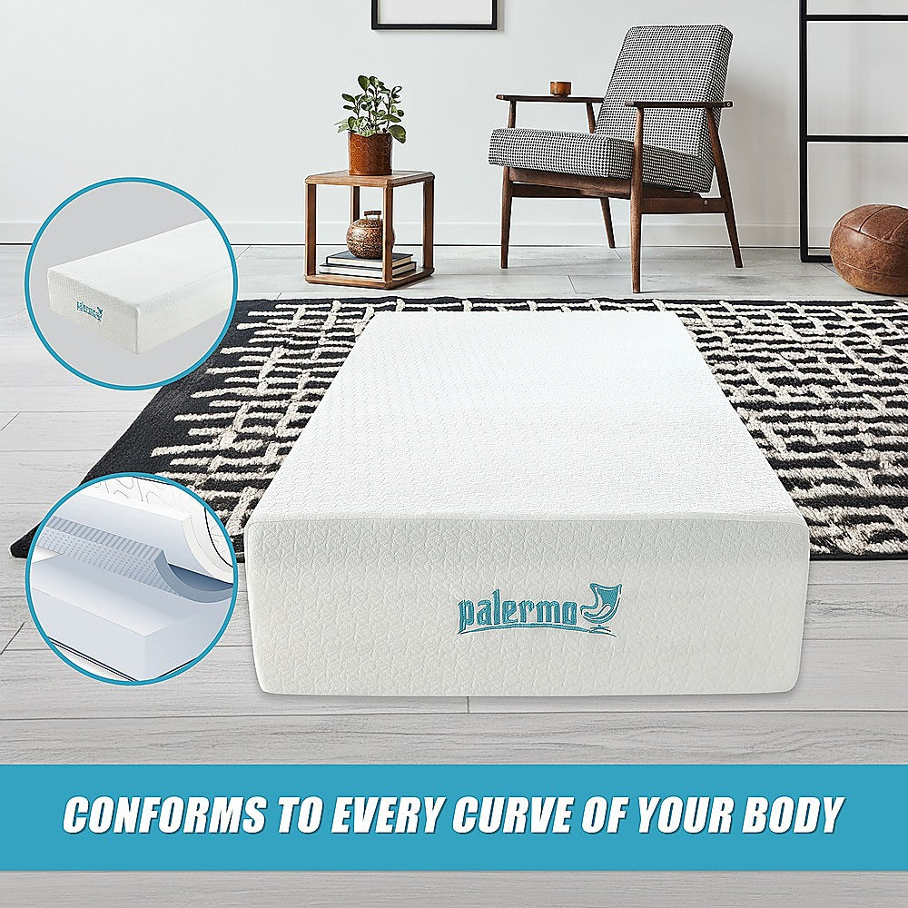 Palermo Single Mattress 30cm Memory Foam Green Tea Infused CertiPUR Approved