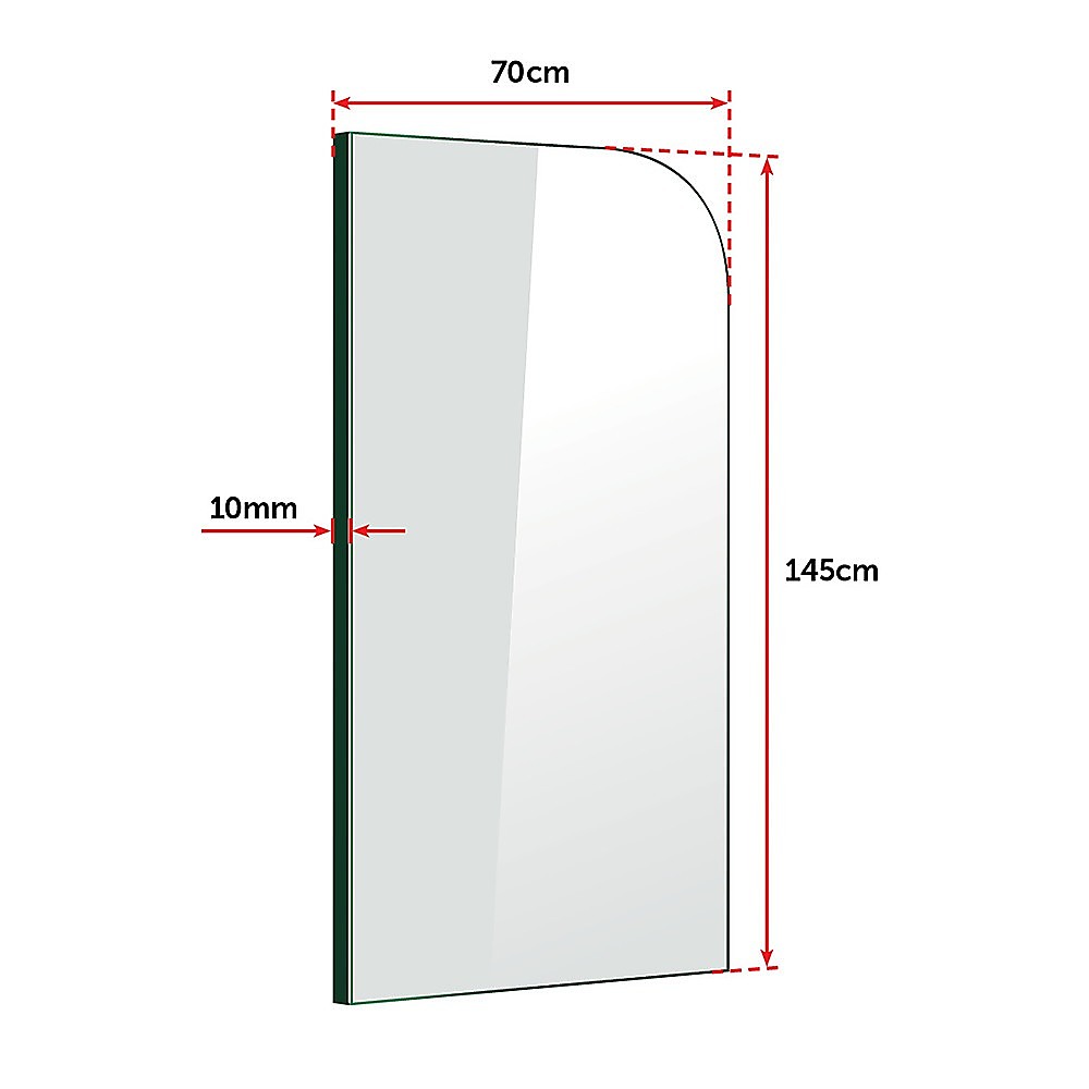 700 x 1450mm Frameless Bath Panel 10mm Glass Shower Screen By Della Francesca