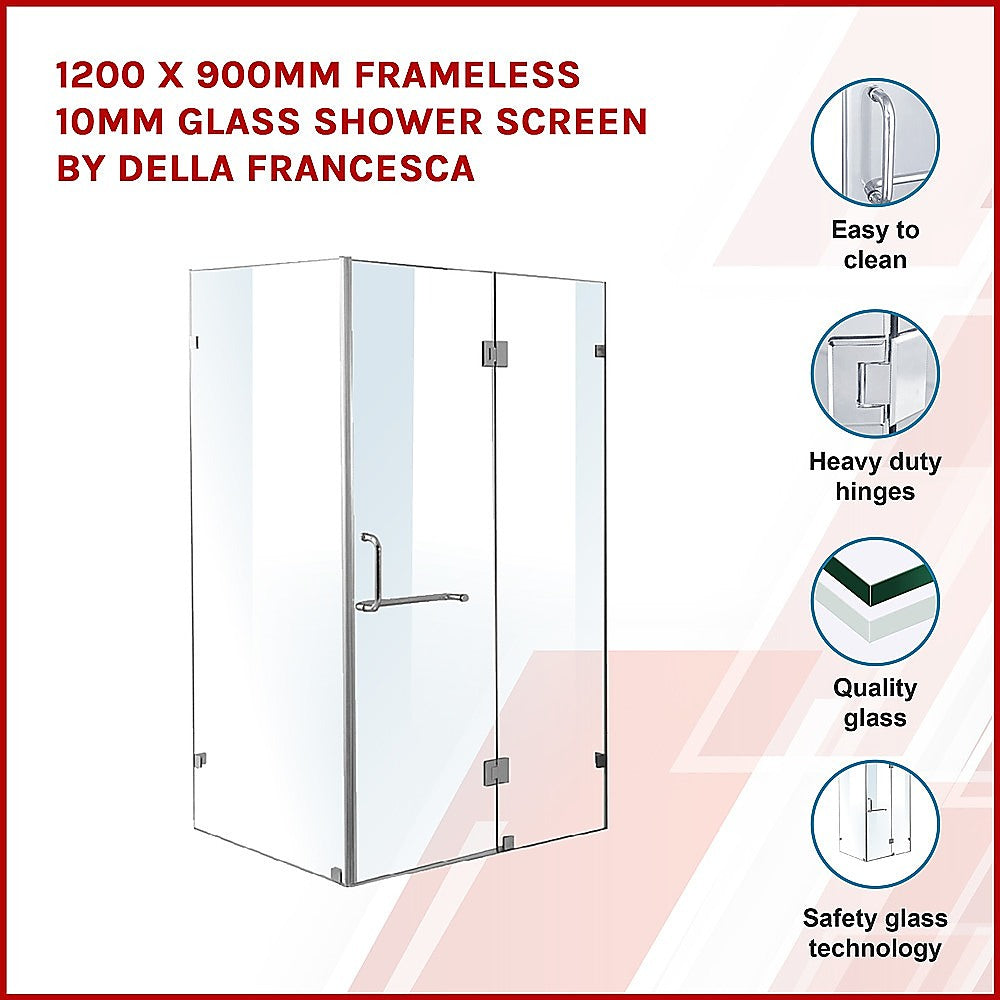 900 x 900mm Frameless 10mm Glass Shower Screen By Della Francesca - SILBERSHELL