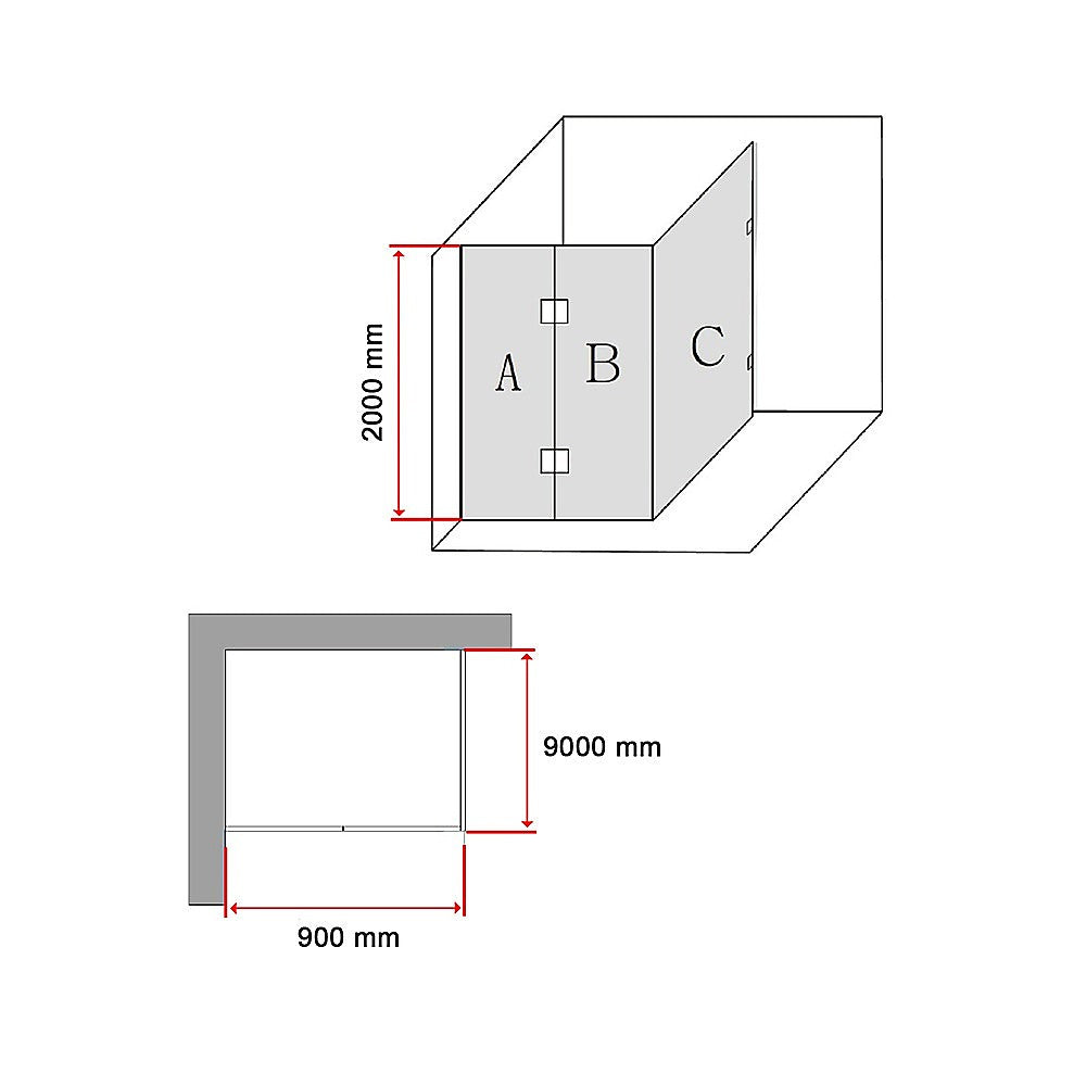 900 x 900mm Frameless 10mm Glass Shower Screen By Della Francesca - SILBERSHELL