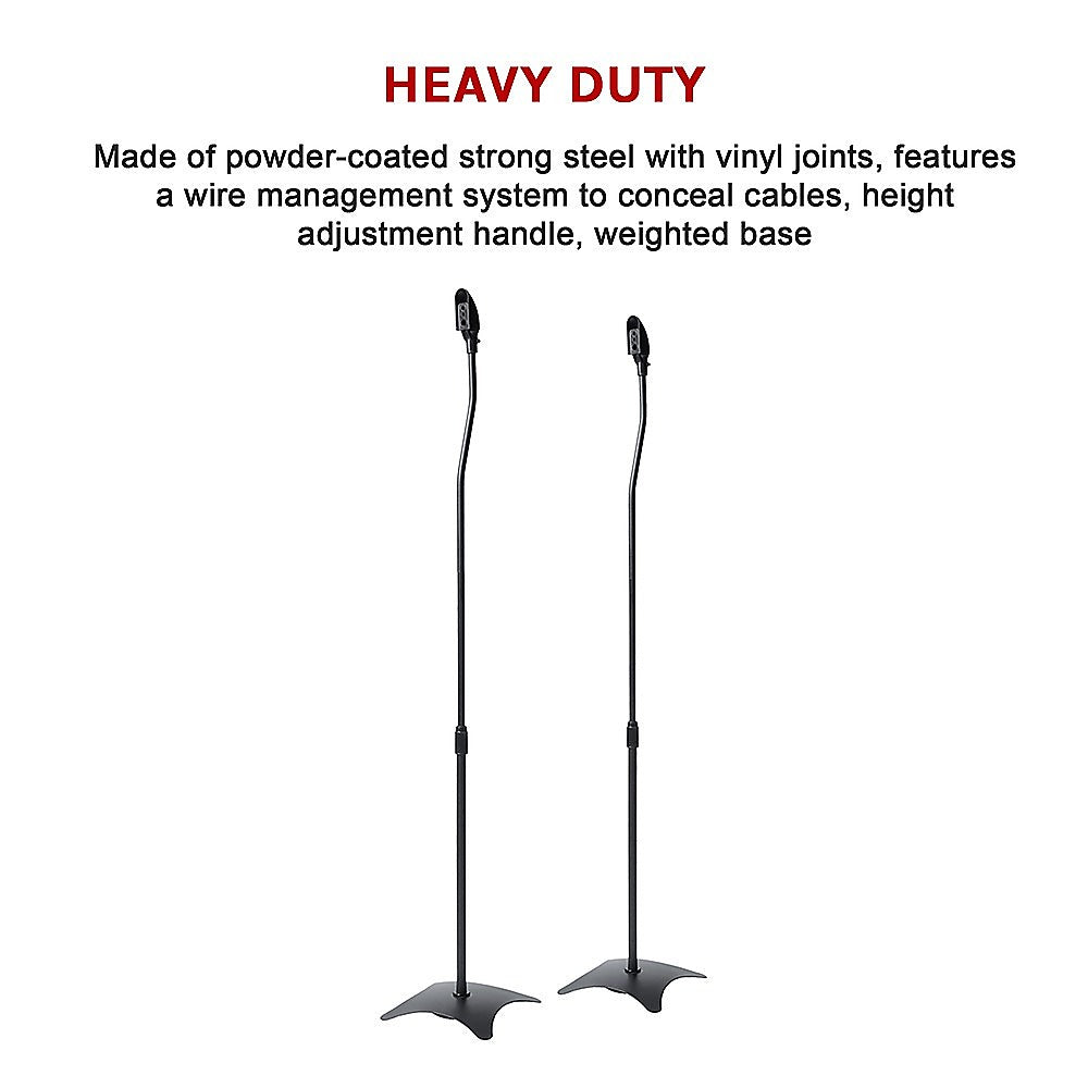 2pcs Speaker Stands Stand Rear Surround Sound Satellite Speakers Adjustable - SILBERSHELL