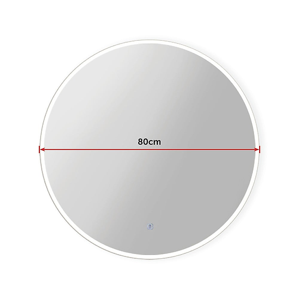 80cm LED Wall Mirror Bathroom Mirrors Light Decor Round