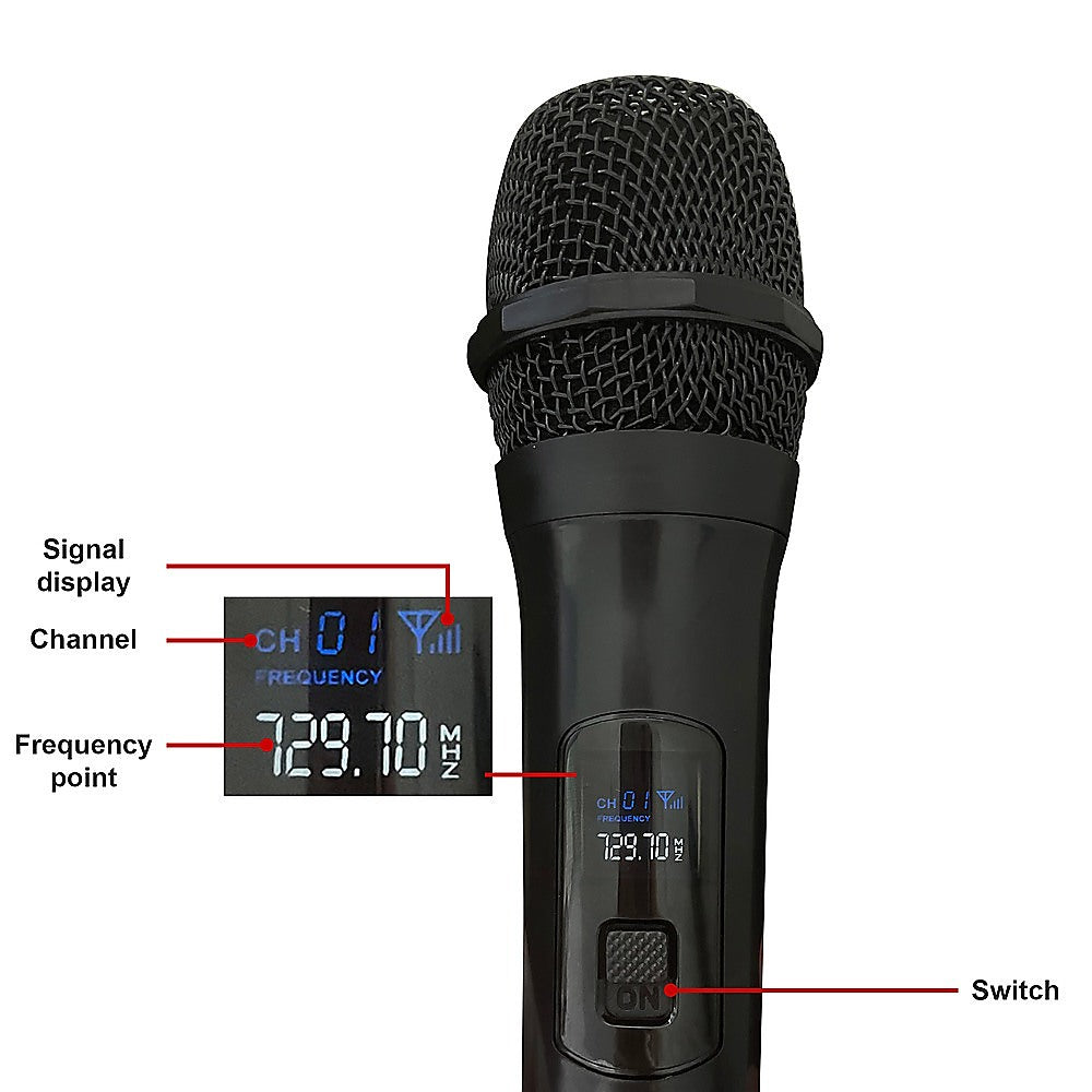 2 x Wireless Microphone Handheld Cordless Professional Mic Karaoke Receiver - SILBERSHELL