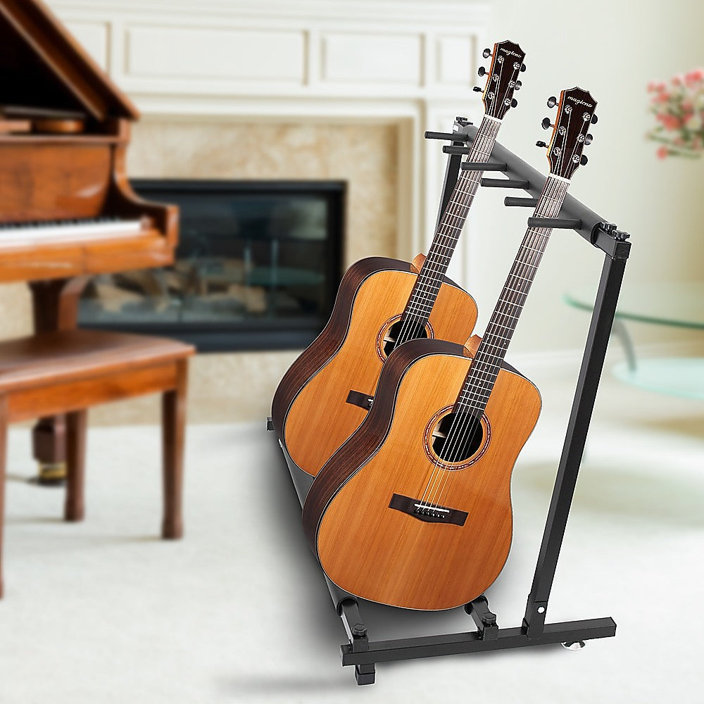 Guitar Stand 5 Holder Guitar Folding Stand Rack Band Stage Bass Acoustic Guitar - SILBERSHELL