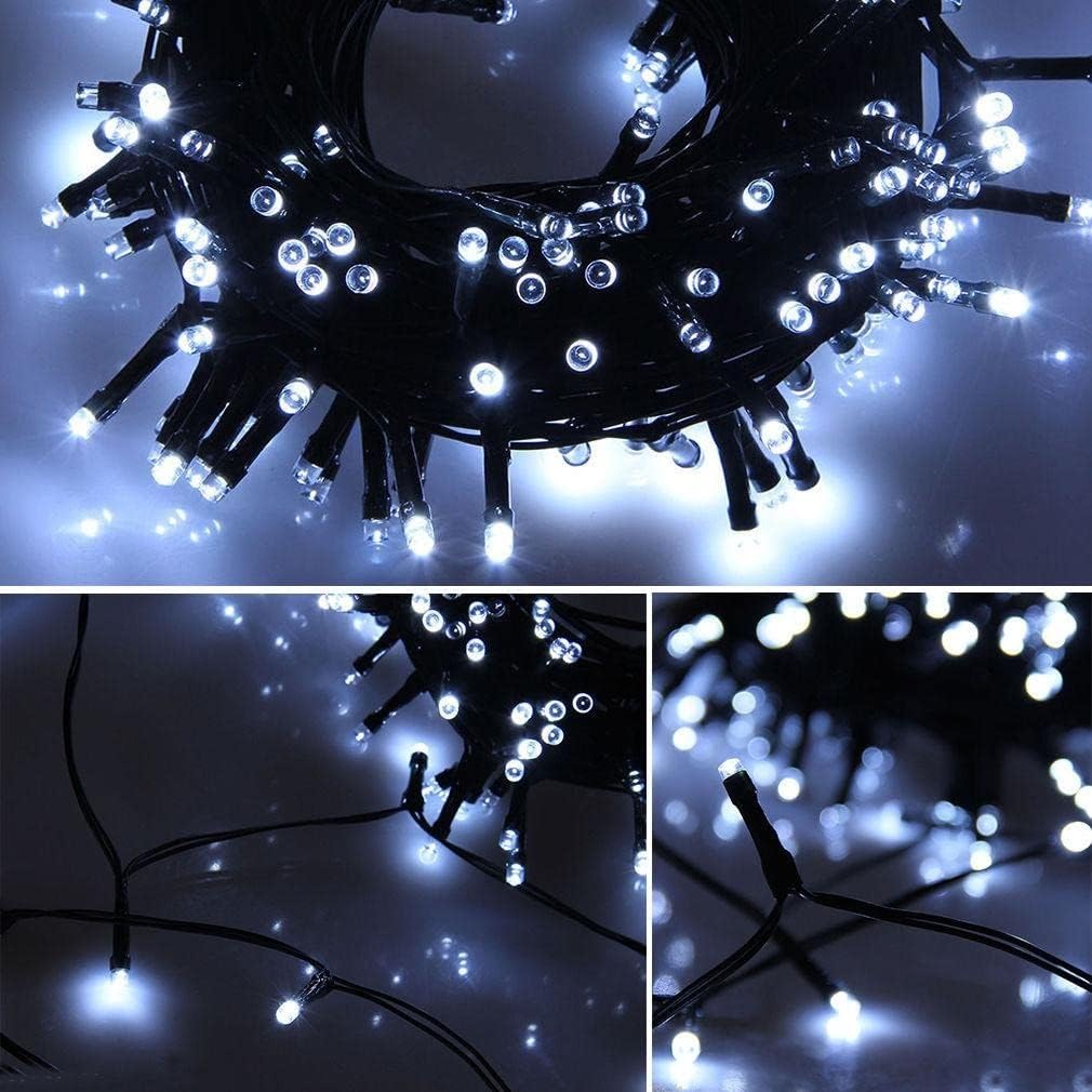 1000 Solar LED Fairy Lights 8 Function Memory Hold Christmas Decoration Cool White