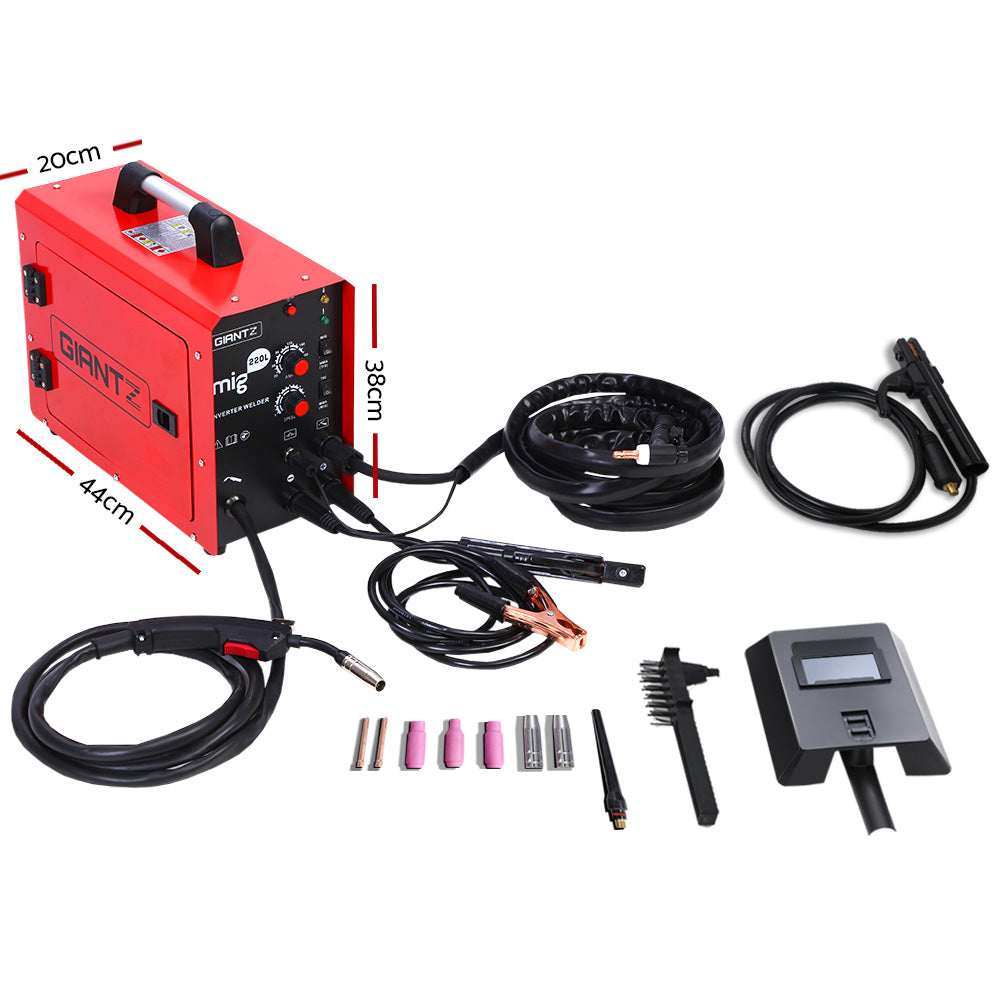 Giantz 220 Amp Inverter Welder MMA MIG DC Gas Gasless Welding Machine Portable - SILBERSHELL