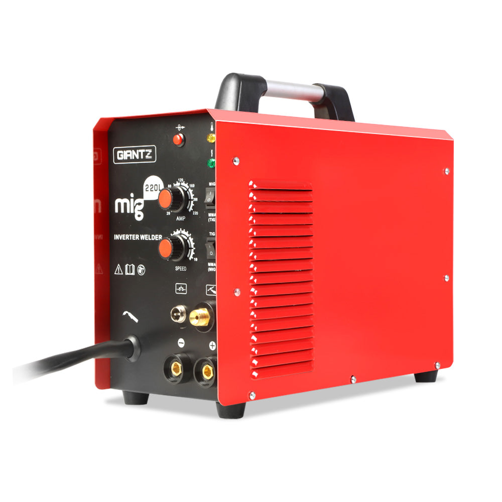 Giantz 220 Amp Inverter Welder MMA MIG DC Gas Gasless Welding Machine Portable - SILBERSHELL