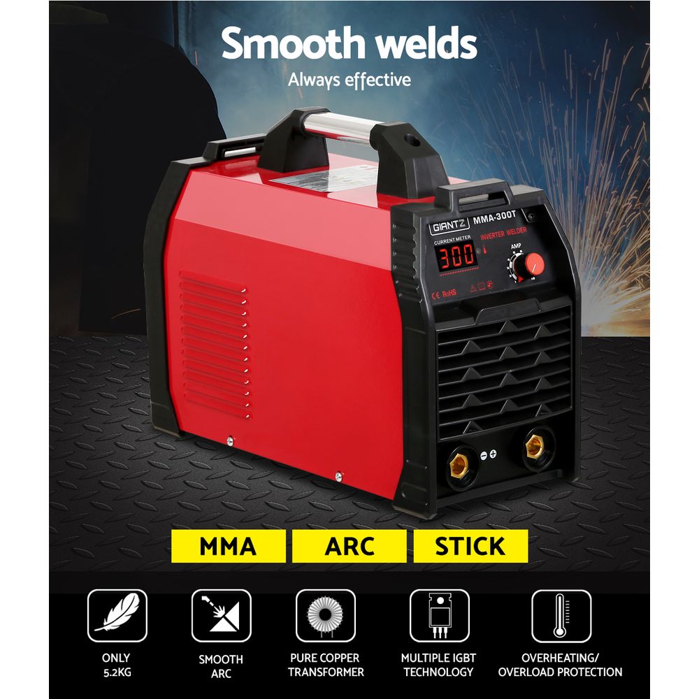 Giantz 300Amp Inverter Welder MMA ARC iGBT DC Gas Welding Machine Stick Portable - SILBERSHELL