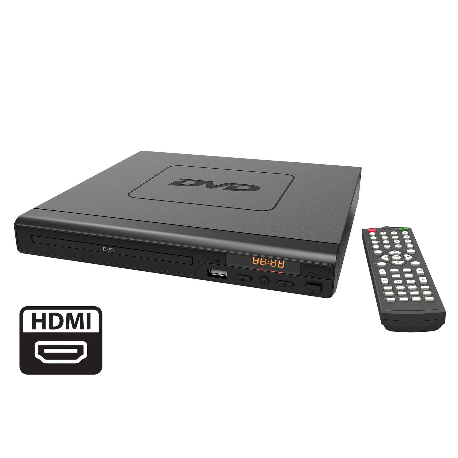 HDMI DVD Player (Black) w/ Remote Control, Compact Size, 8 Languages - SILBERSHELL