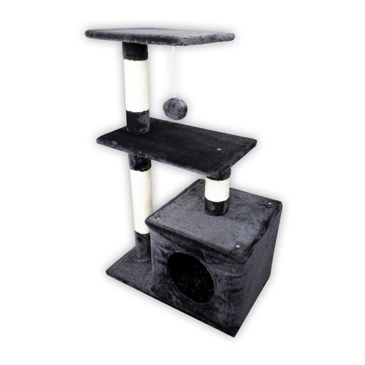 Pet Basic 3 Level Cat Scratching Tower &amp; Playhouse Scratch 80 x 40 x 50cm - SILBERSHELL