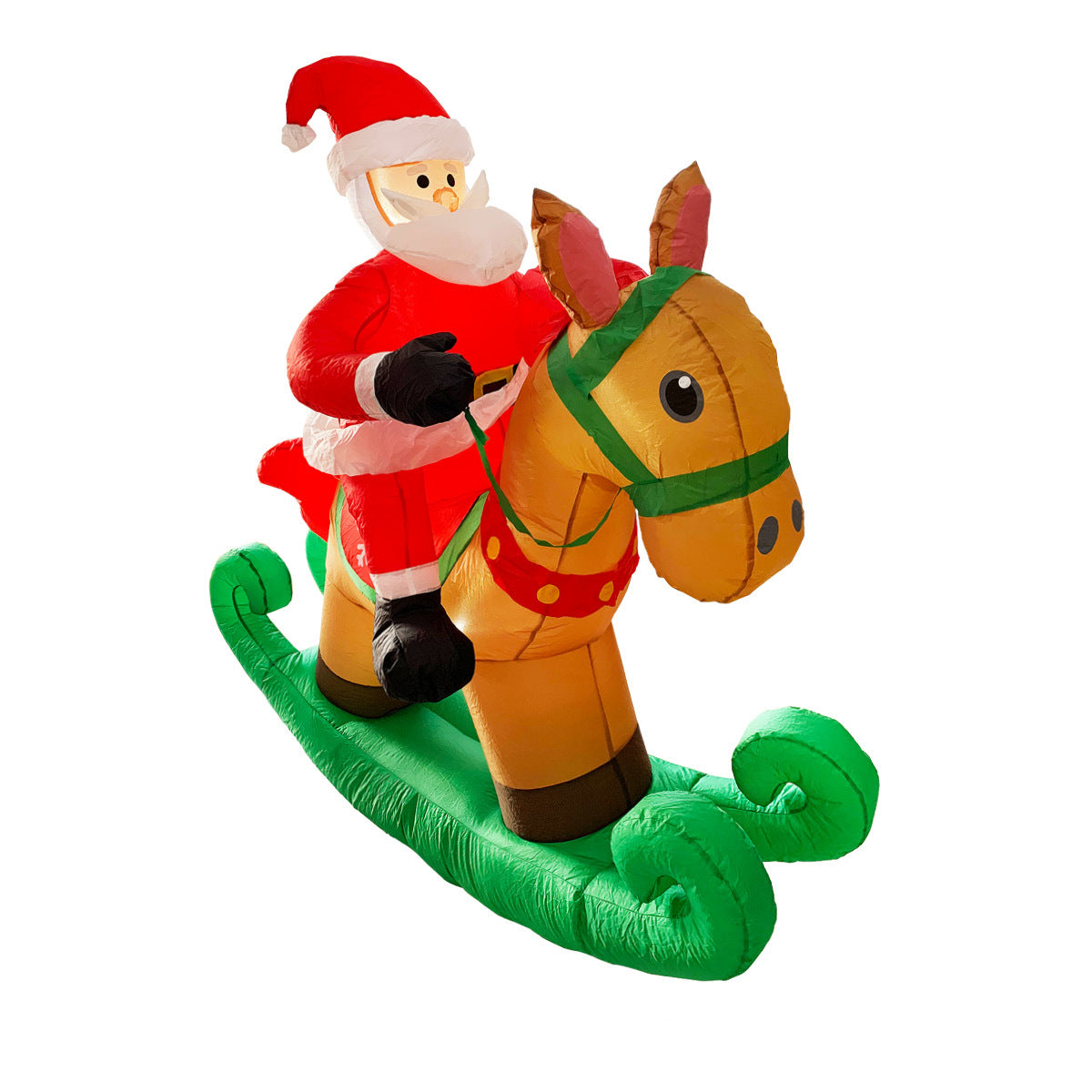 Christmas By Sas 1.8m Self Inflatable LED Santa On Rocking Horse - SILBERSHELL
