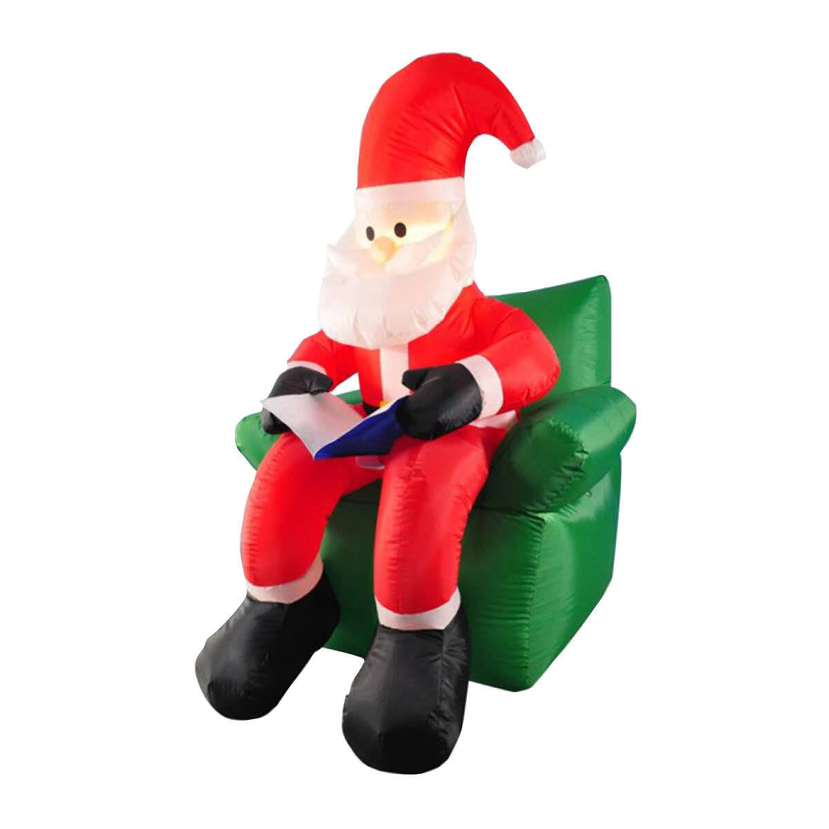 Christmas By Sas 1.9m Santa & His Reading Chair Self Inflating LED Lighting - SILBERSHELL