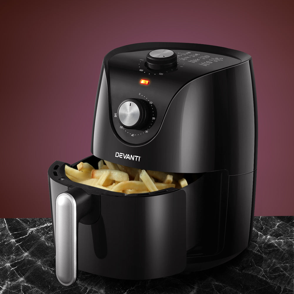 Devanti Air Fryer 2.5L Electric Fryers Airfryer Healthy Cooker Oil Free Kitchen - SILBERSHELL