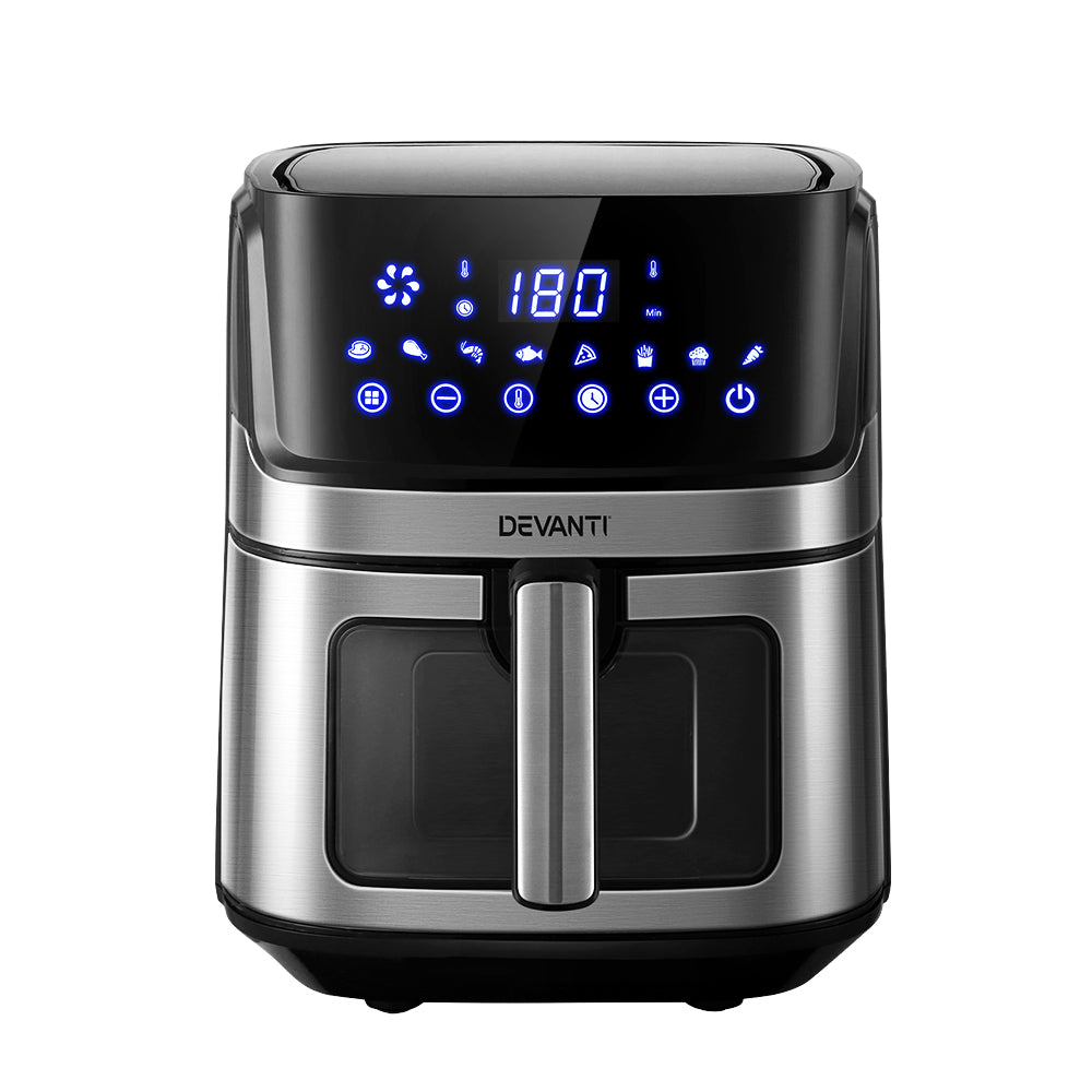 Devanti Air Fryer 6.5L LCD Fryers Oven Airfryer Healthy Cooker Oil Free Kitchen - SILBERSHELL