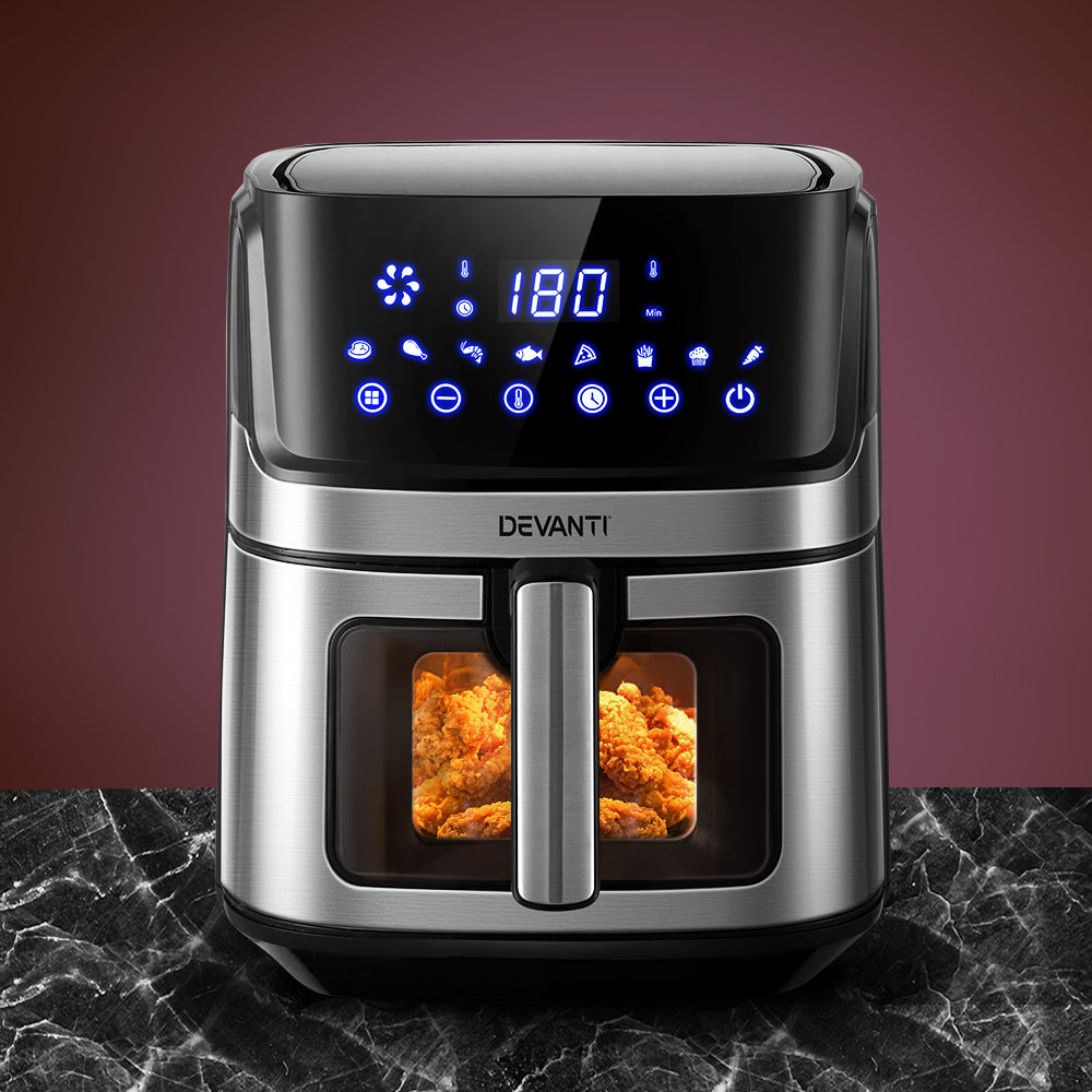 Devanti Air Fryer 6.5L LCD Fryers Oven Airfryer Healthy Cooker Oil Free Kitchen - SILBERSHELL