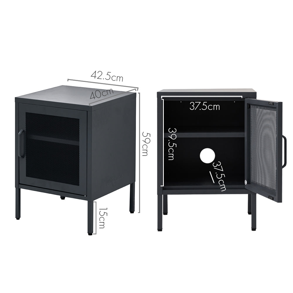 ArtissIn Mini Mesh Door Storage Cabinet Organizer Bedside Table Black - SILBERSHELL