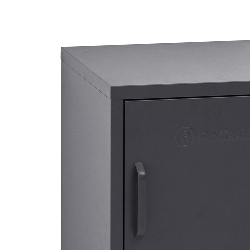 ArtissIn Metal Locker Storage Shelf Filing Cabinet Cupboard Bedside Table Black - SILBERSHELL