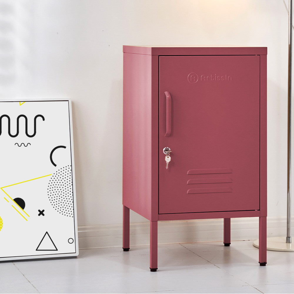 ArtissIn Bedside Table Metal Cabinet - MINI Pink - SILBERSHELL