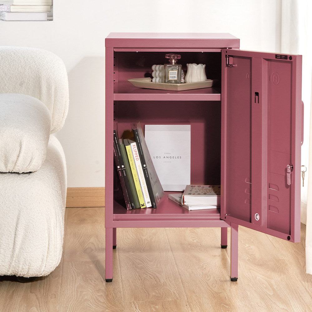 ArtissIn Bedside Table Metal Cabinet - MINI Pink - SILBERSHELL