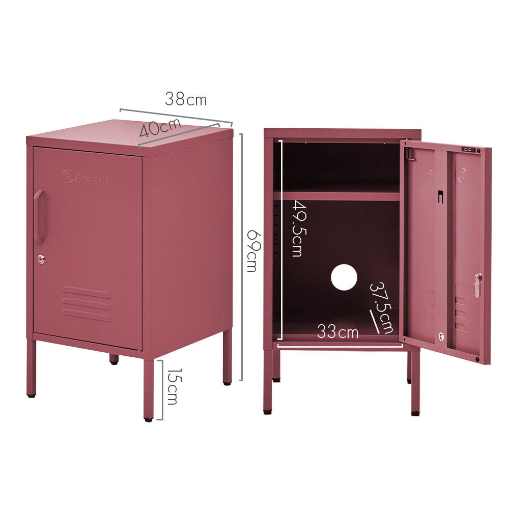 ArtissIn Bedside Table Metal Cabinet - MINI Pink - SILBERSHELL