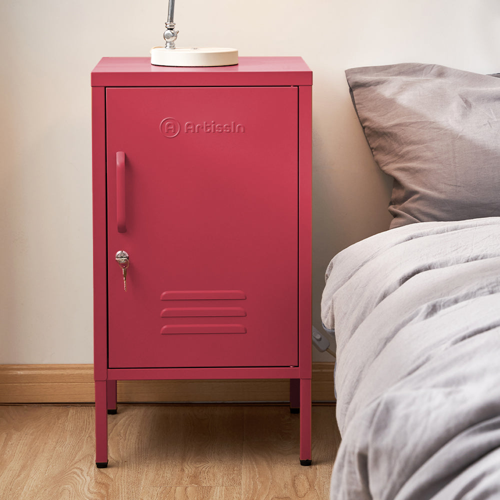 ArtissIn Bedside Table Metal Cabinet - MINI Pink - SILBERSHELL