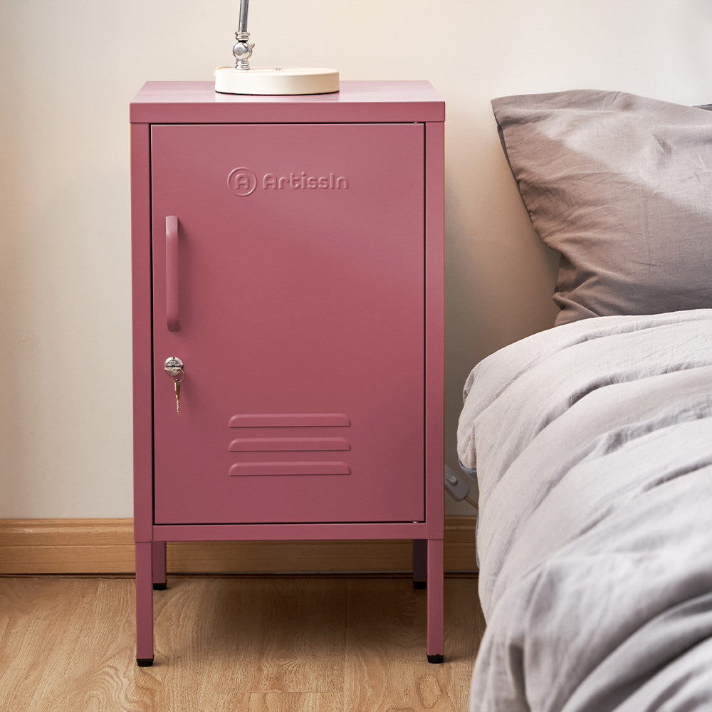 ArtissIn Bedside Table Metal Cabinet - MINI Pink - SILBERSHELL