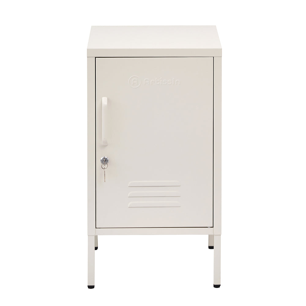 ArtissIn Metal Locker Storage Shelf Filing Cabinet Cupboard Bedside Table White - SILBERSHELL