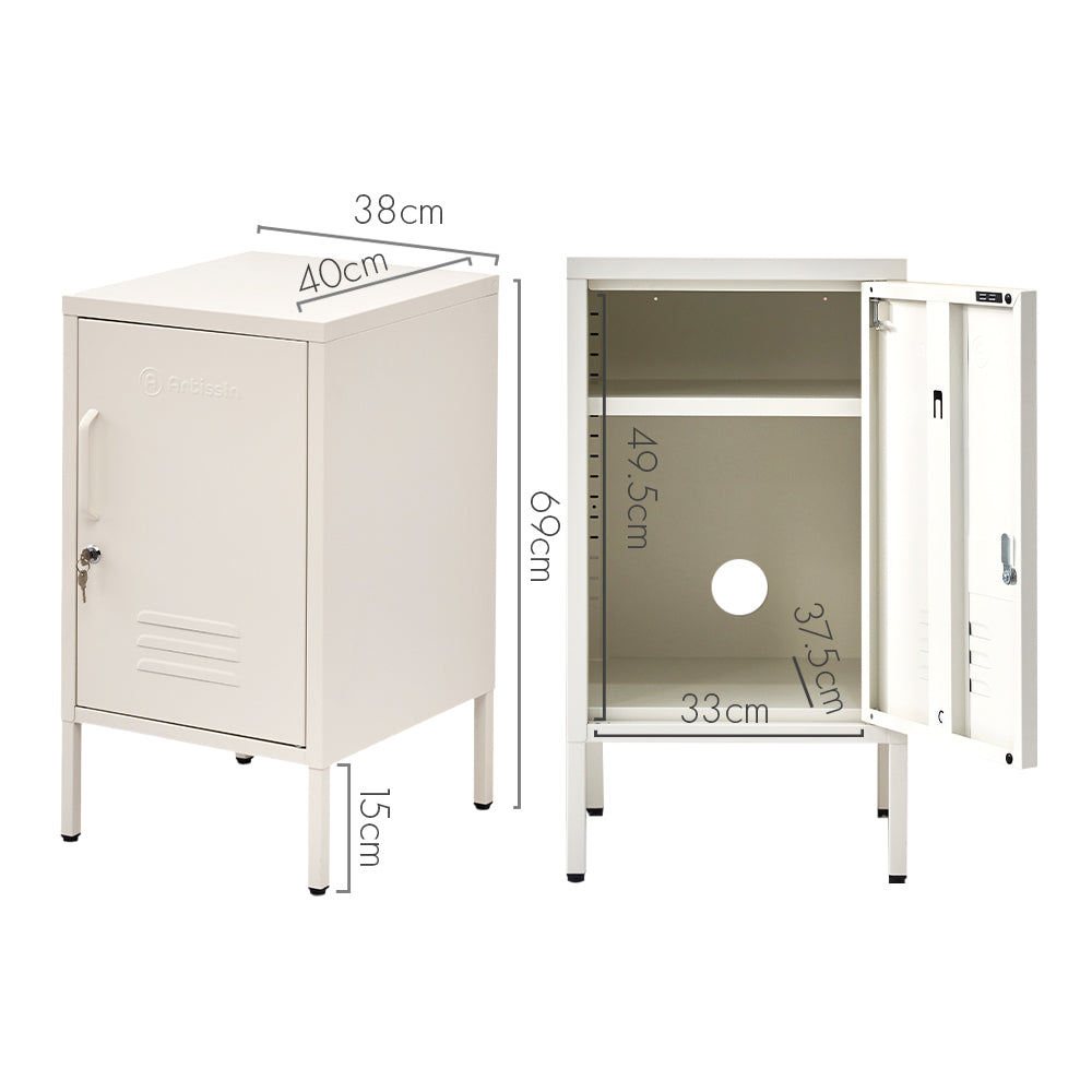 ArtissIn Metal Locker Storage Shelf Filing Cabinet Cupboard Bedside Table White - SILBERSHELL