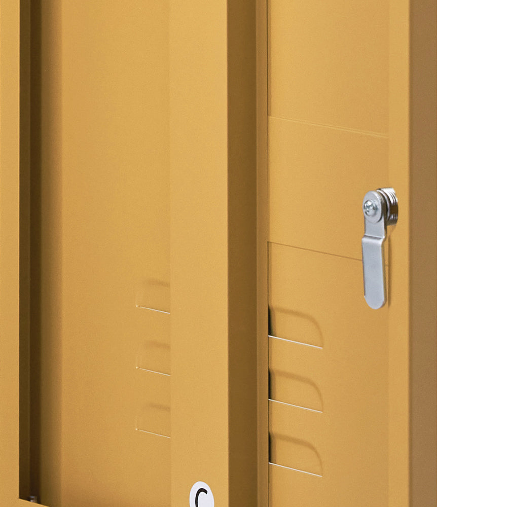 ArtissIn Metal Locker Storage Shelf Filing Cabinet Cupboard Bedside Table Yellow - SILBERSHELL