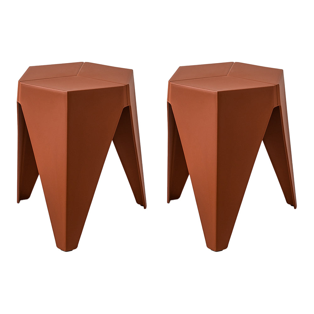 ArtissIn Set of 2 Puzzle Stool Plastic Stacking Bar Stools Dining Chairs Kitchen Red - SILBERSHELL