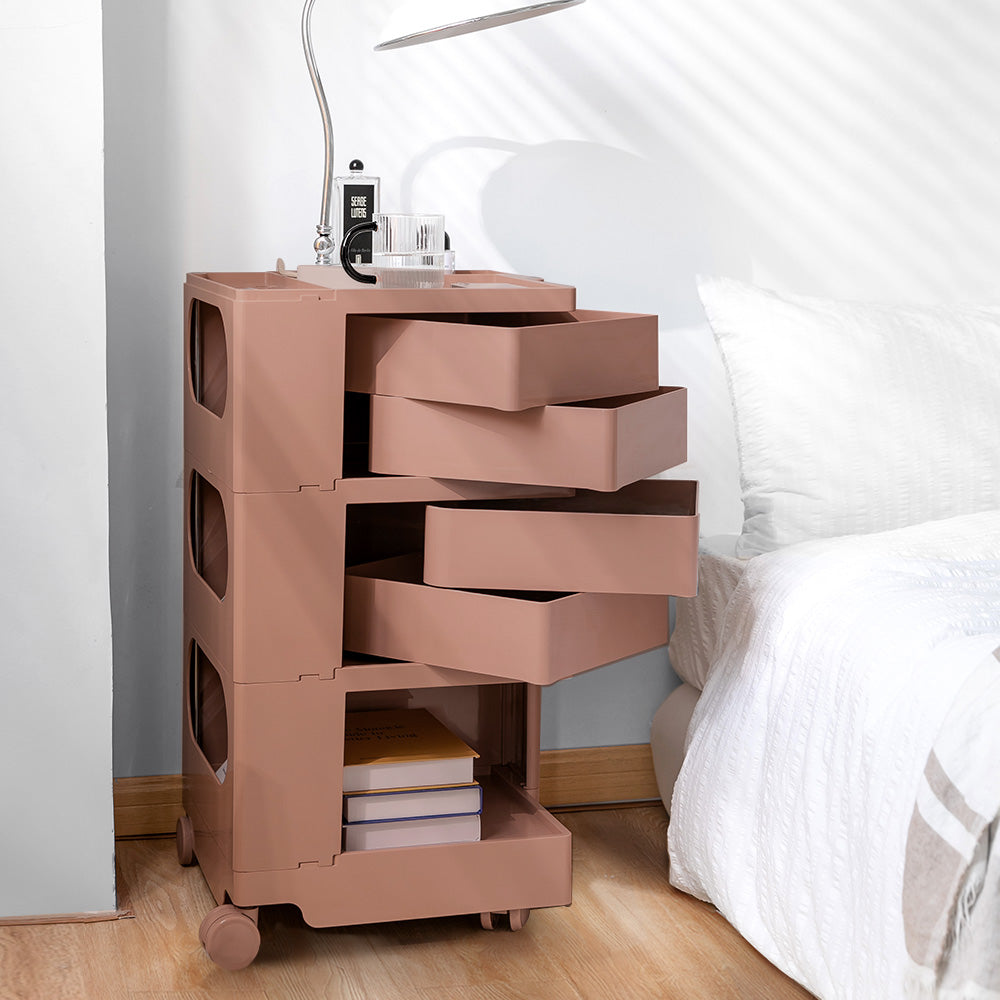 ArtissIn Bedside Table Side Tables Nightstand Organizer Replica Boby Trolley 5Tier Pink - SILBERSHELL