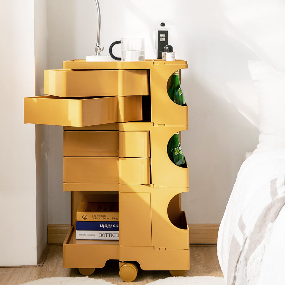 ArtissIn Bedside Table Side Tables Nightstand Organizer Replica Boby Trolley 5Tier Yellow - SILBERSHELL