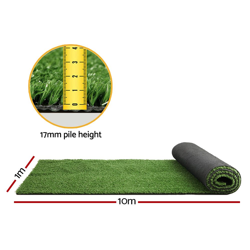 Primeturf Artificial Grass 17mm 1mx10m 10sqm Synthetic Fake Turf Plants Plastic Lawn Olive - SILBERSHELL