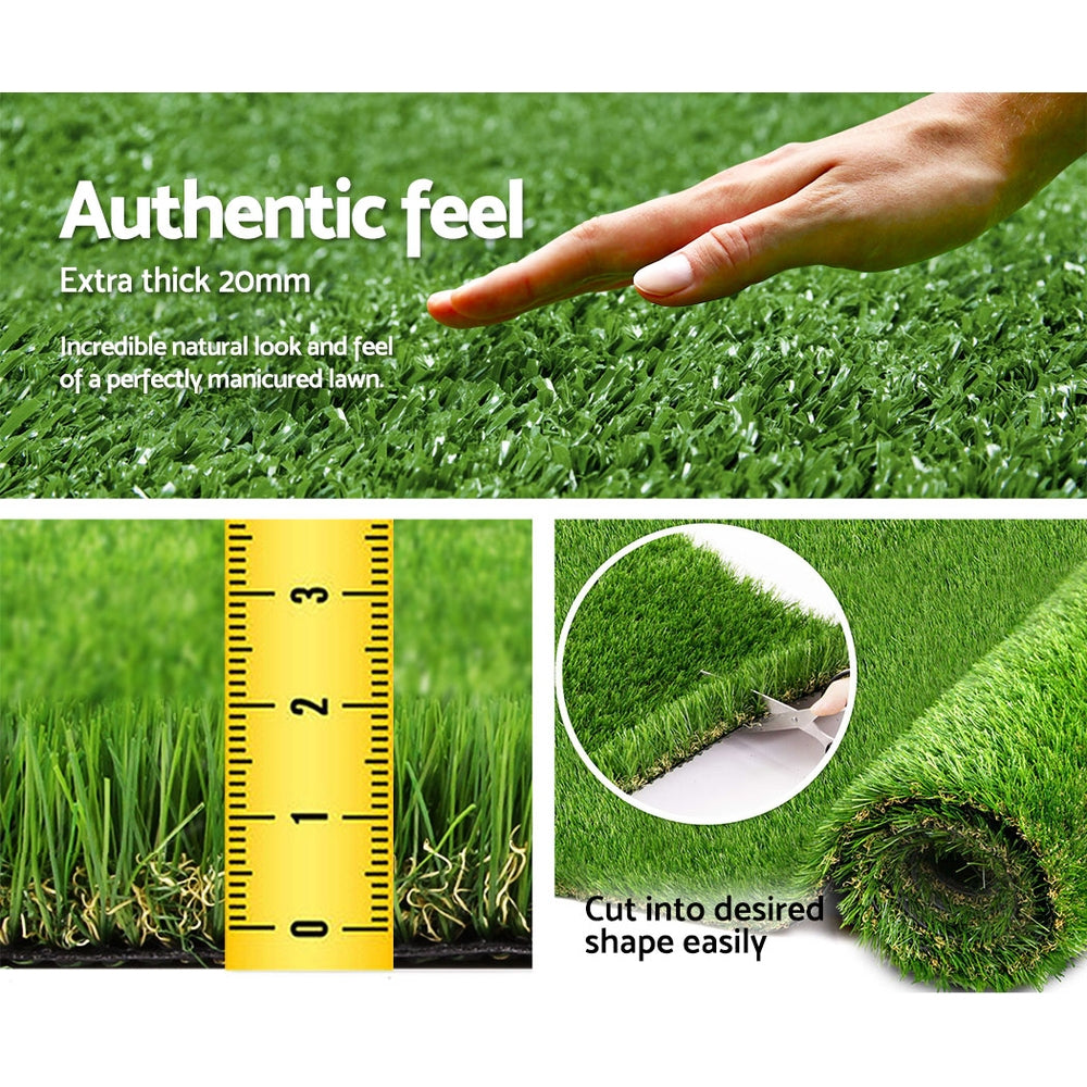 Primeturf Artificial Grass 20SQM 20mm Synthetic Fake Lawn Turf Plant Plastic 4-coloured 1mx10m - SILBERSHELL