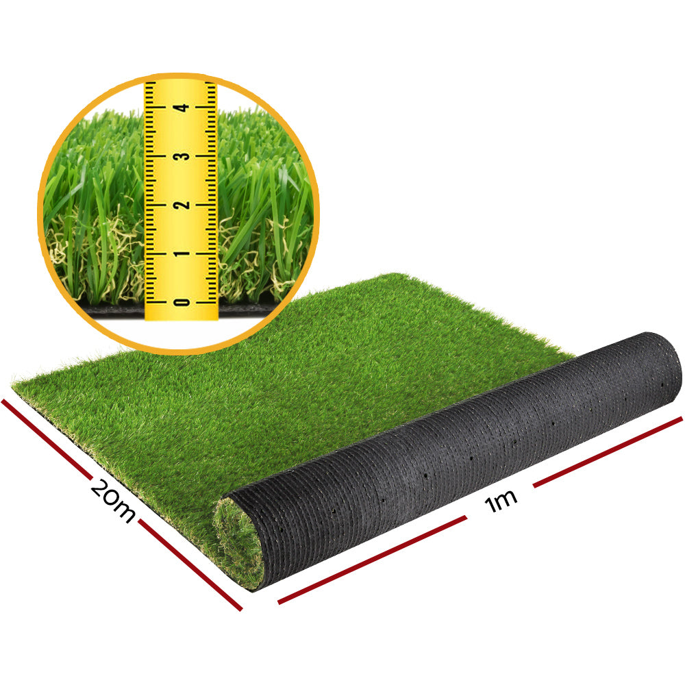 Primeturf Artificial Grass 30mm 1mx20m 20sqm Synthetic Fake Turf Plants Plastic Lawn 4-coloured - SILBERSHELL